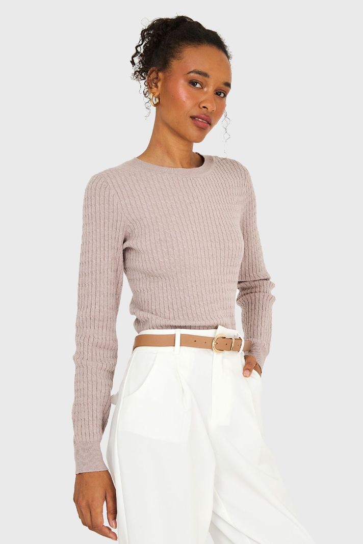 Sweater Diseño Cadenetas Khaki Nicopoly-2
