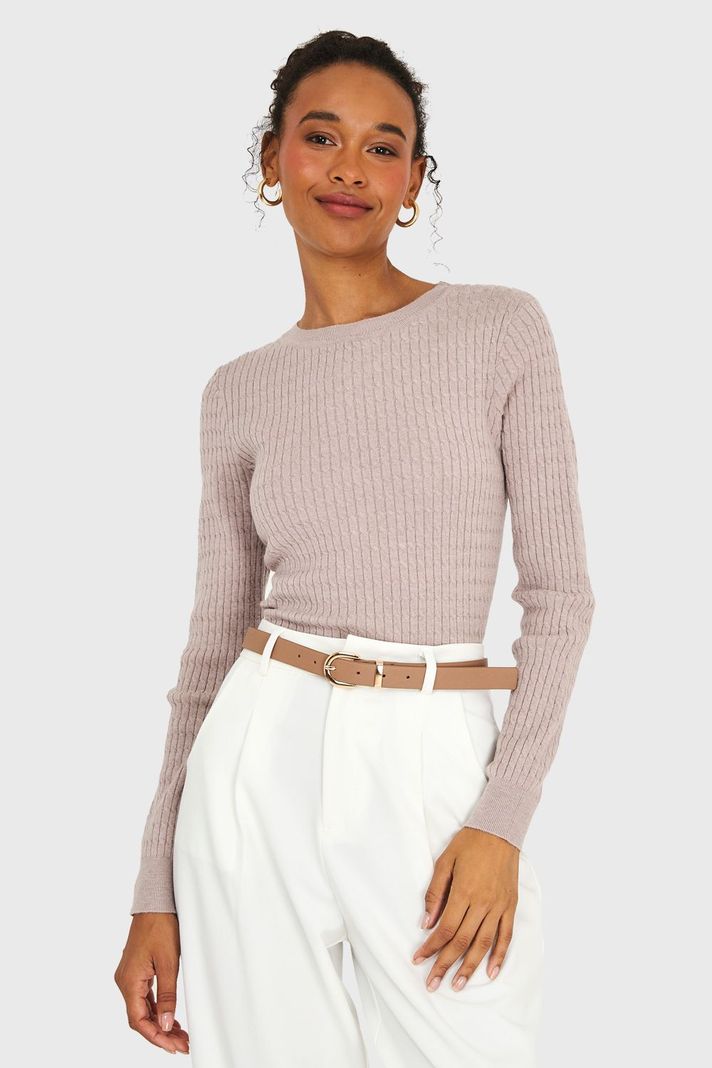 Sweater Diseño Cadenetas Khaki Nicopoly-4
