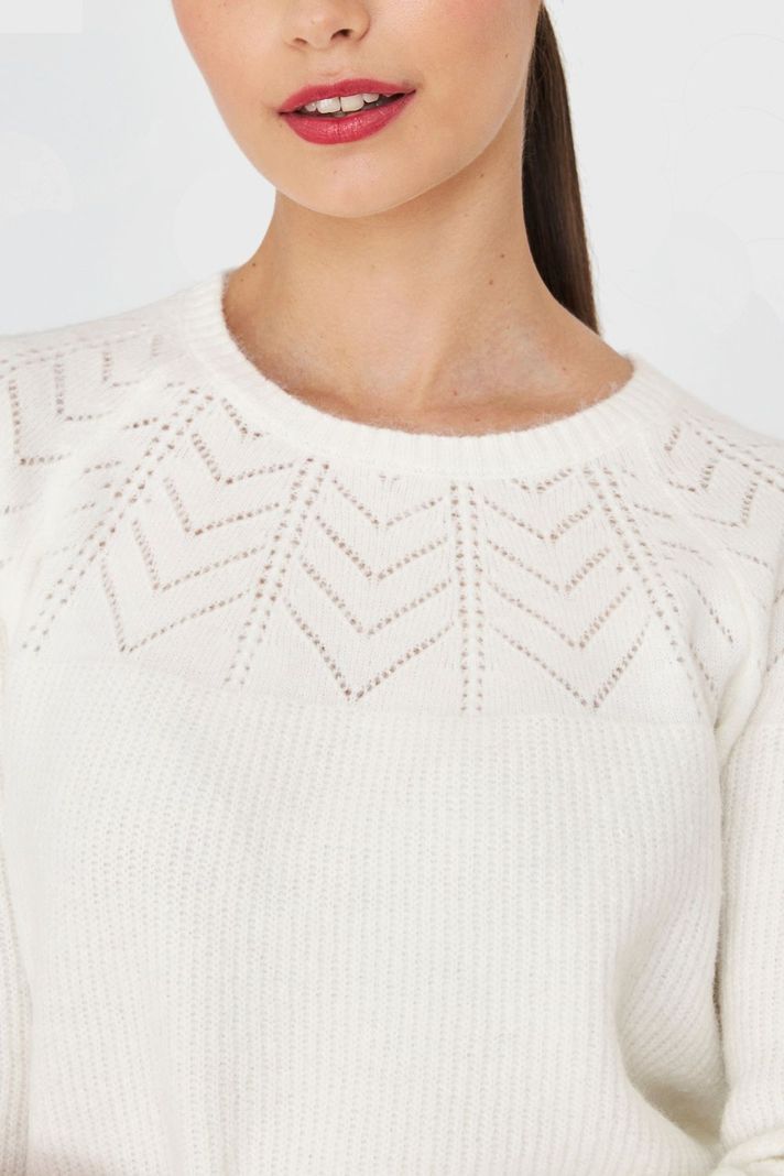 Sweater Detalle Punto Calado Blanco Nicopoly-5