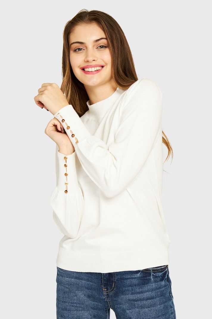 Sweater Botones Blanco Nicopoly