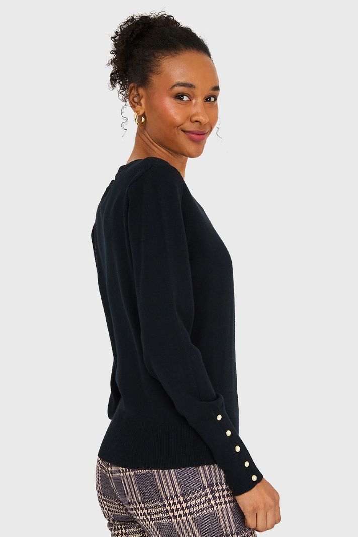 Sweater Mangas Detalles Perlas Negro Nicopoly-3