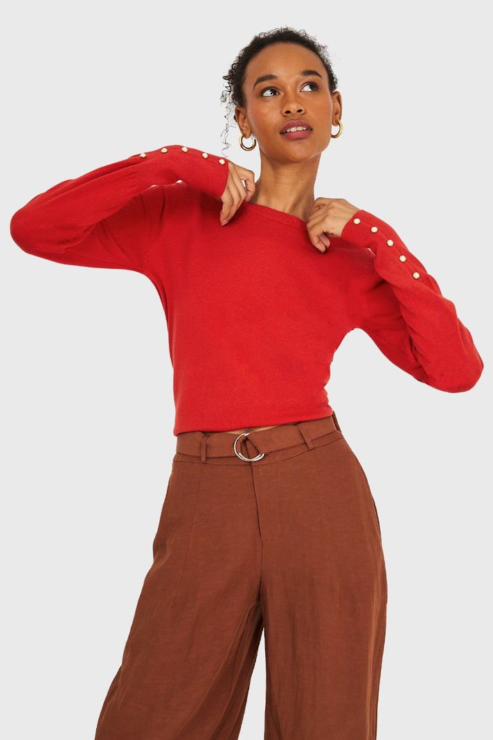 Sweater Mangas Detalles Perlas Óxido Nicopoly-0