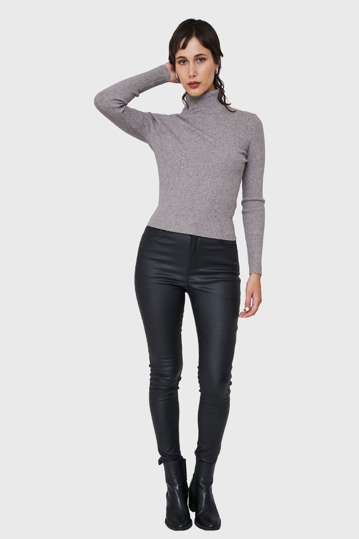 Sweater Tejido Canalé Gris Nicopoly-1