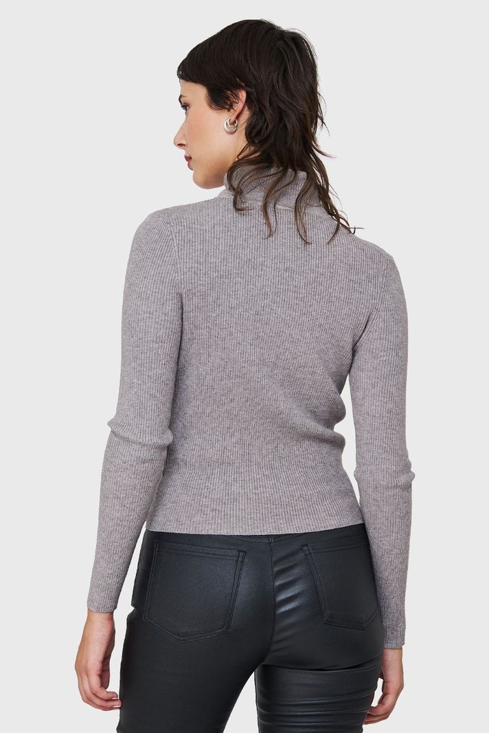 Sweater Tejido Canalé Gris Nicopoly-3