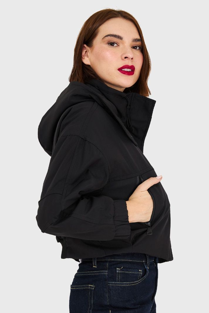 Chaqueta Corta Impermeable Negro Nicopoly-2