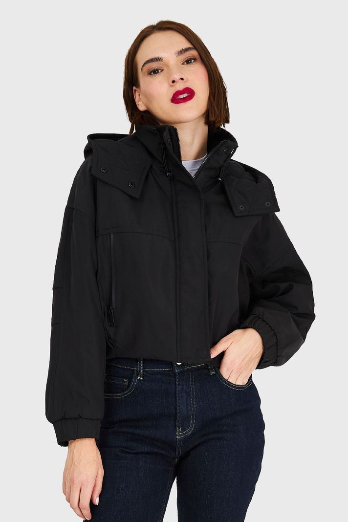 Chaqueta Corta Impermeable Negro Nicopoly-4
