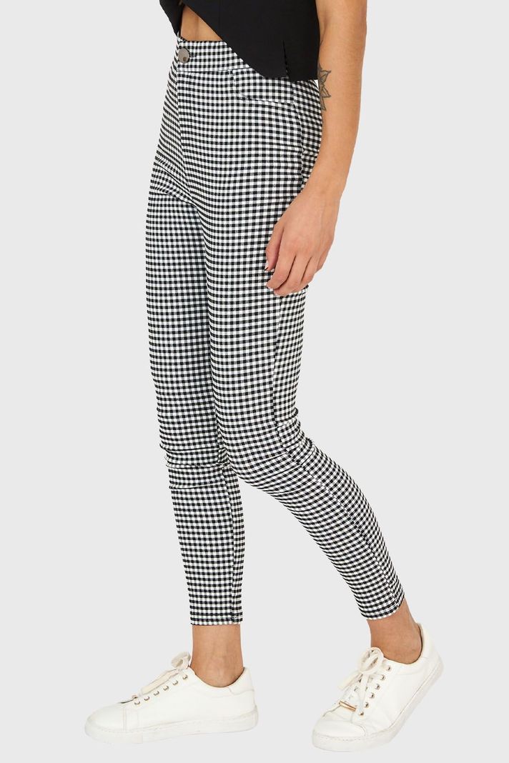 Calza Skinny Vichy Con Cierre Blanco/Negro Nicopoly-2