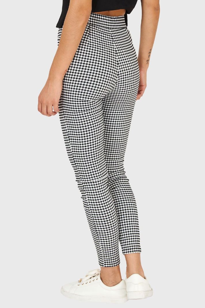 Calza Skinny Vichy Con Cierre Blanco/Negro Nicopoly-3