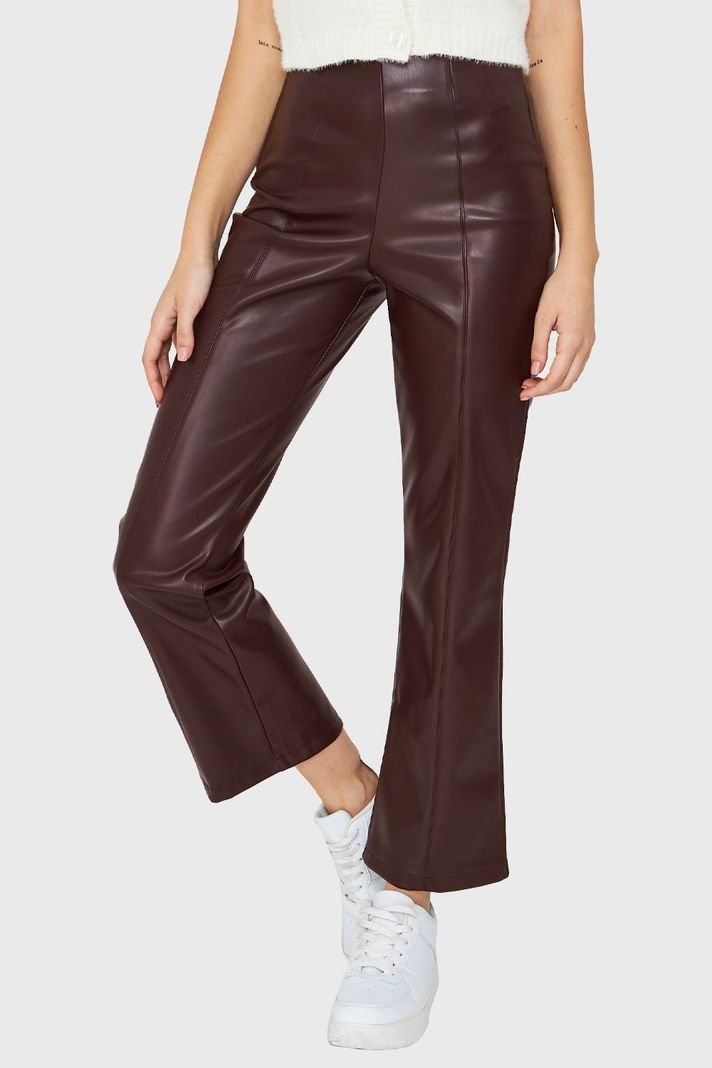 Legging Ecocuero Cierre Lateral Burdeos Nicopoly-4
