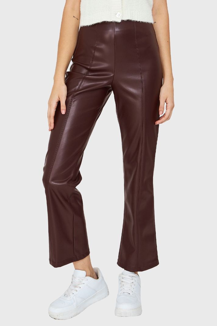 Legging Ecocuero Cierre Lateral Burdeos Nicopoly-0