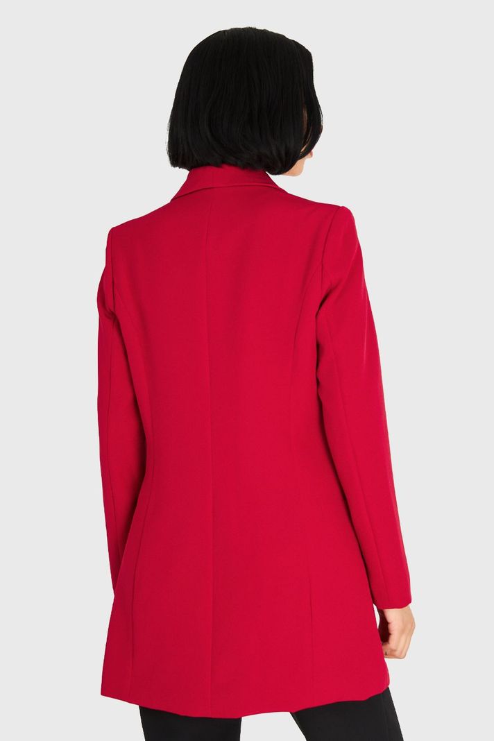 Blazer Largo Cuello Cruzado Rojo Oscuro Nicopoly-3