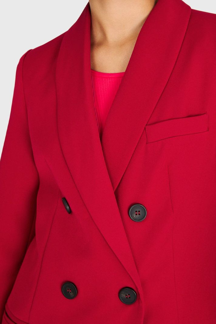 Blazer Largo Cuello Cruzado Rojo Oscuro Nicopoly-5