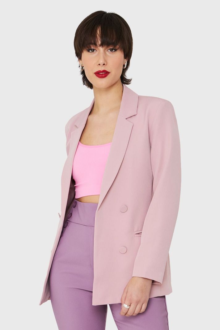 Blazer Botones Decorativos Palo Rosa Nicopoly-0