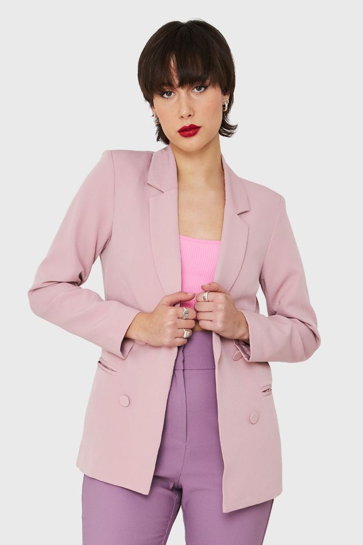 Blazer Botones Decorativos Palo Rosa Nicopoly-4