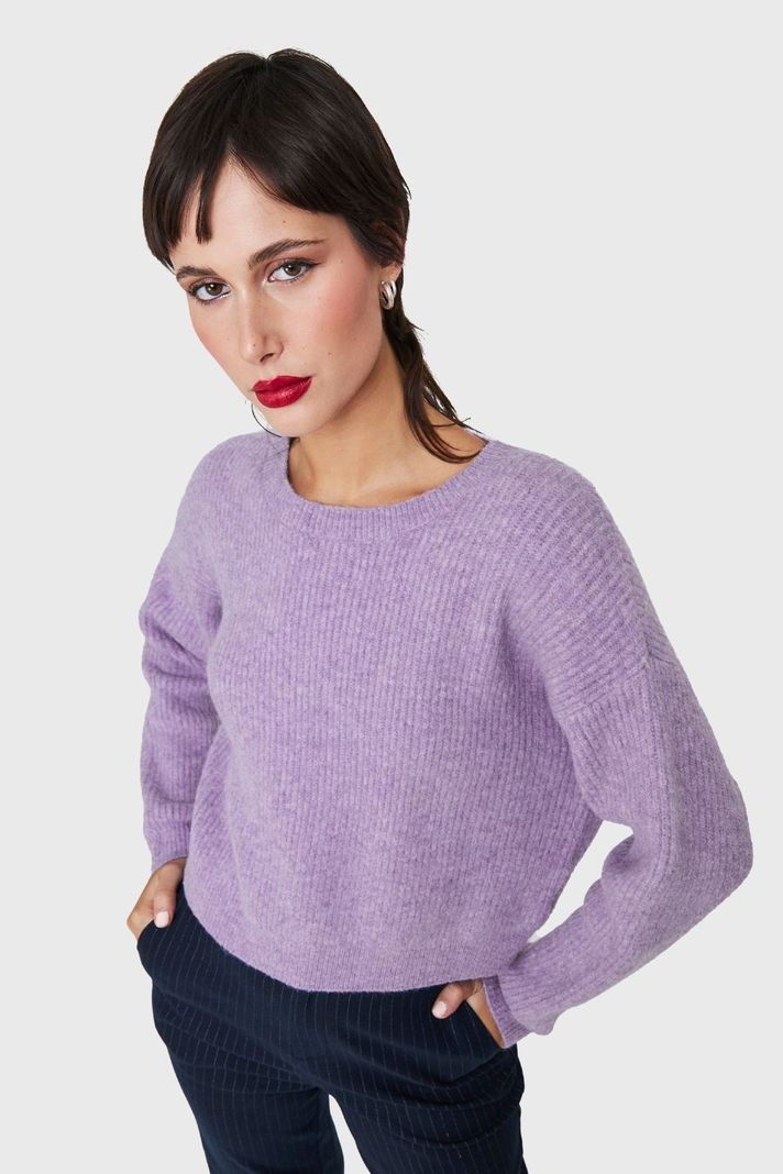 Sweater Crop Acanalado Lila Nicopoly-0