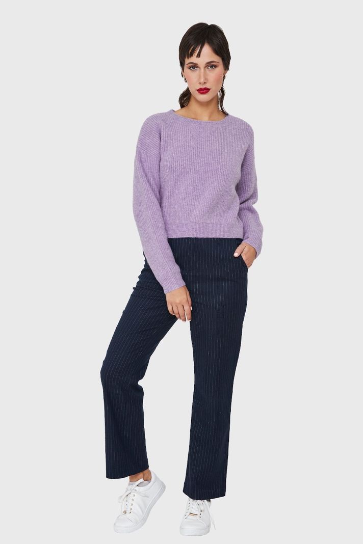 Sweater Crop Acanalado Lila Nicopoly-1