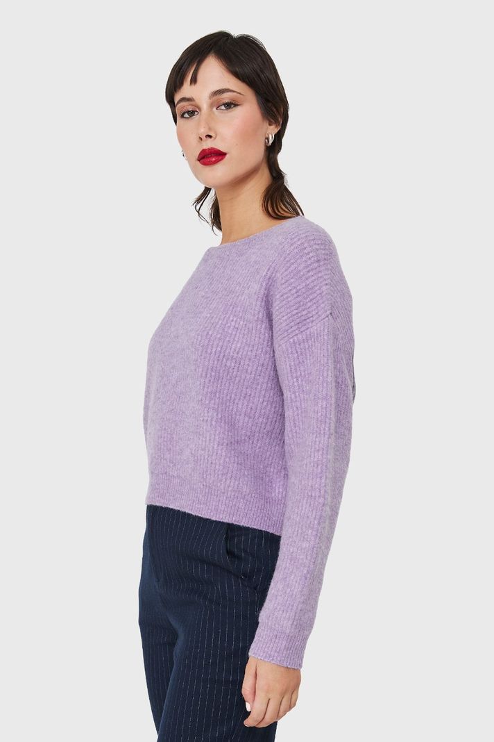 Sweater Crop Acanalado Lila Nicopoly-2
