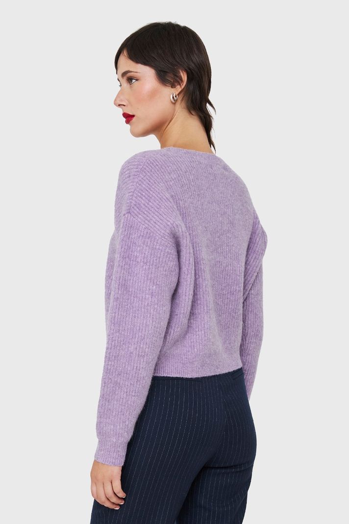 Sweater Crop Acanalado Lila Nicopoly-3