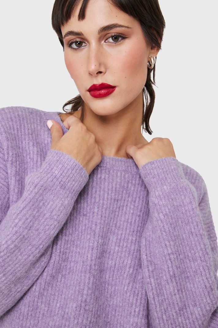 Sweater Crop Acanalado Lila Nicopoly-5