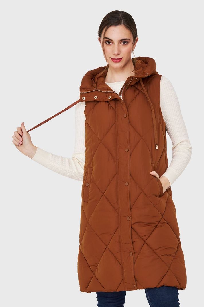Parka Sin Mangas Cordón Café Nicopoly-0