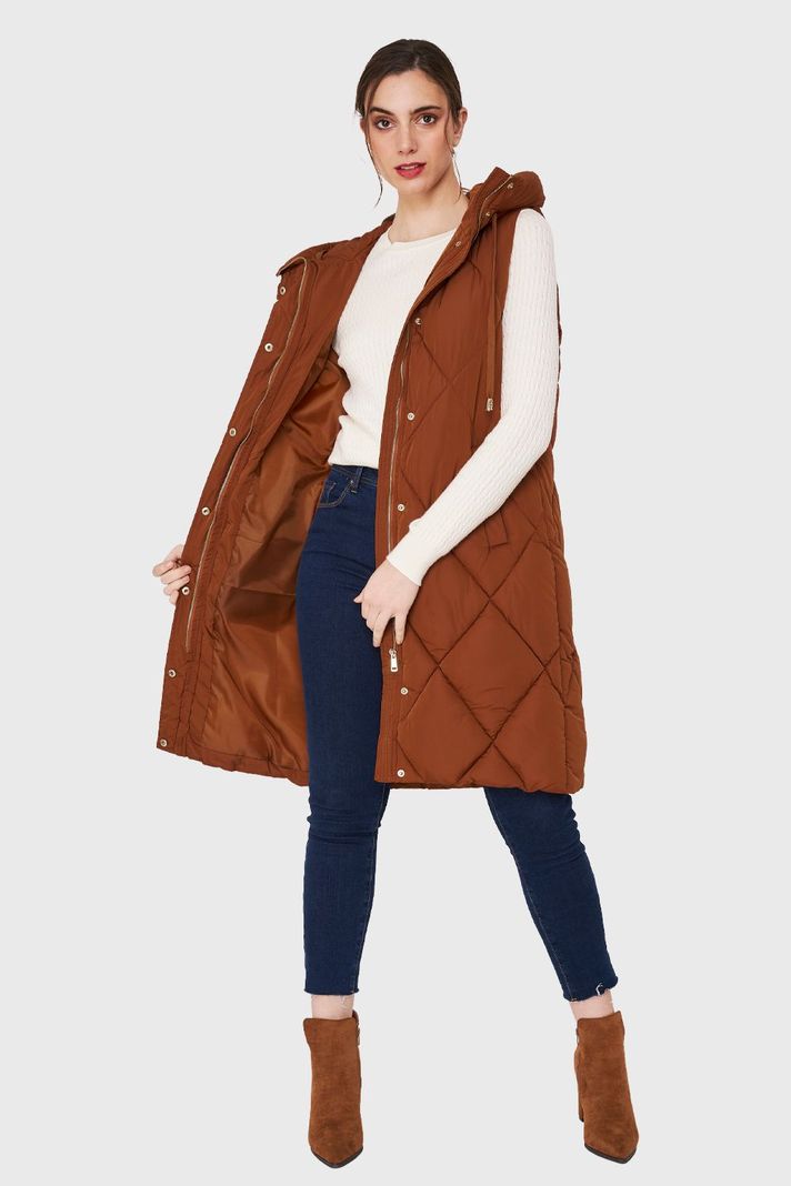 Parka Sin Mangas Cordón Café Nicopoly-1