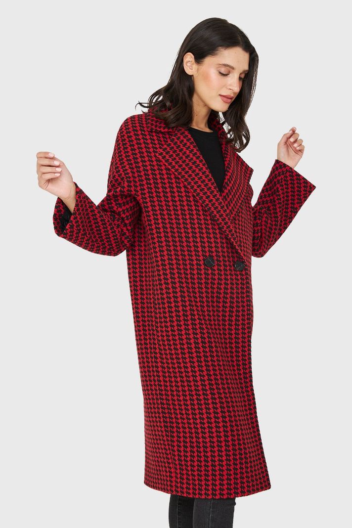 Abrigo Oversize Pied De Poule Rojo Nicopoly-2