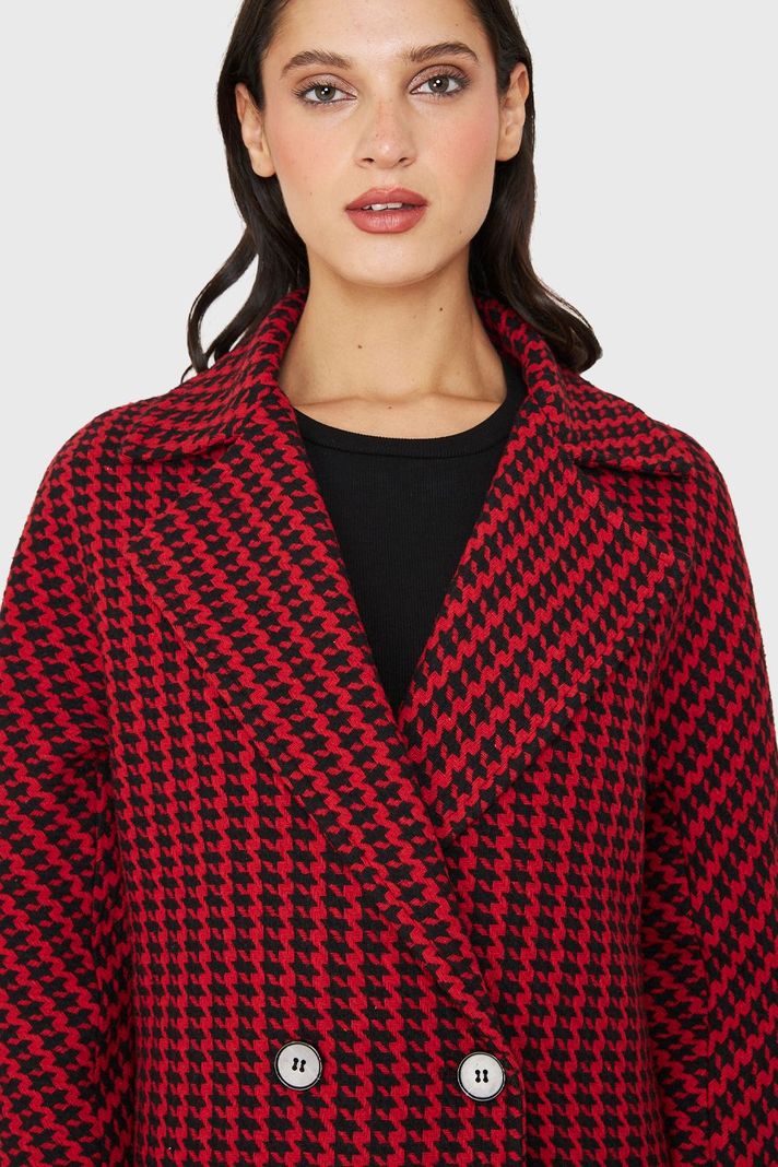 Abrigo Oversize Pied De Poule Rojo Nicopoly-5