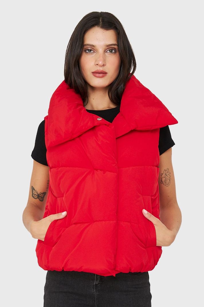 Parka Sin Mangas Imán Cuello Rojo Nicopoly-0