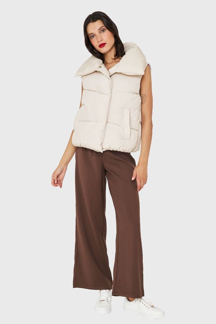 Parka Sin Mangas Imán Cuello Blanco Invierno Nicopoly-1