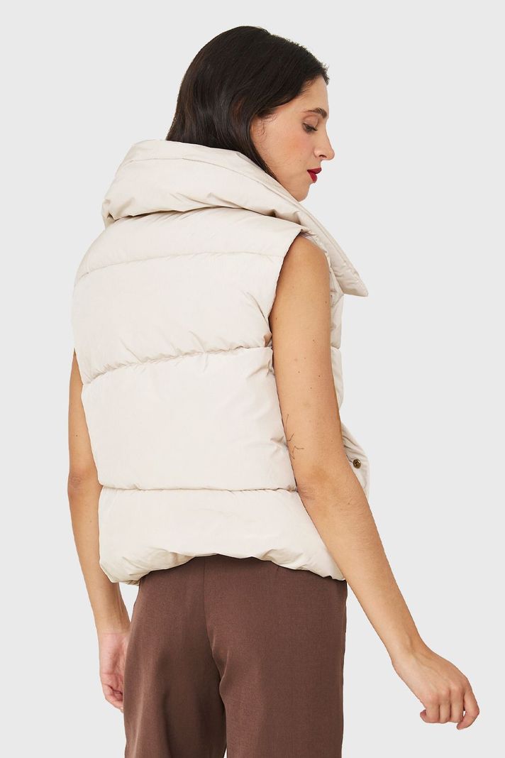 Parka Sin Mangas Imán Cuello Blanco Invierno Nicopoly-3