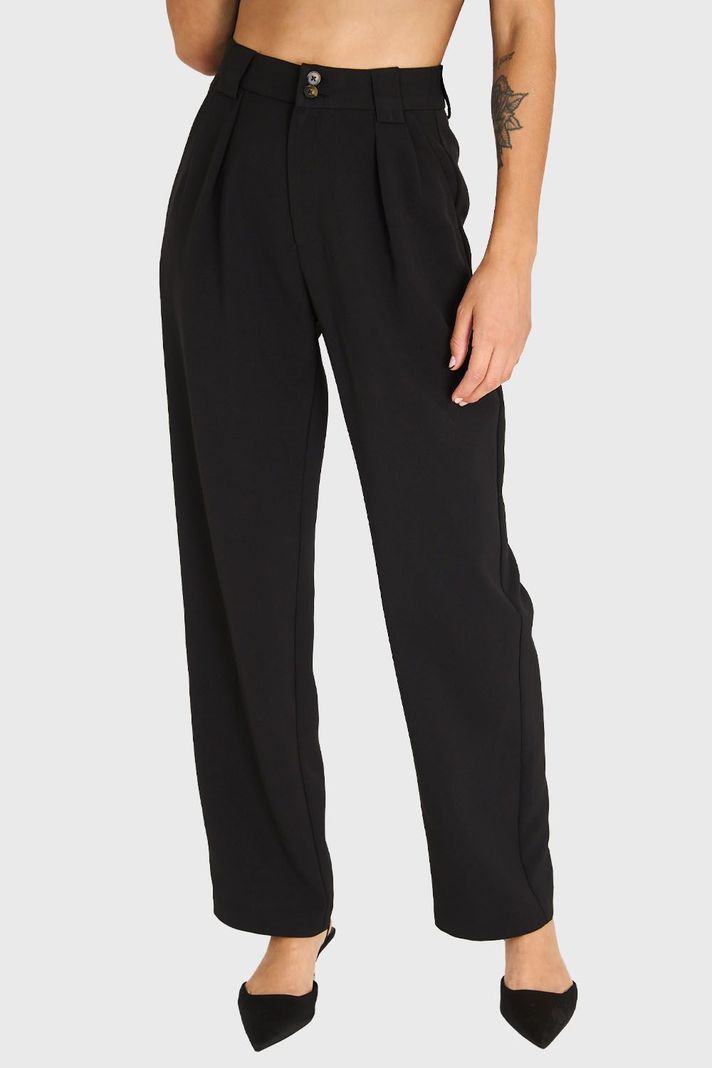Pantalón Recto Con Pinzas Negro Nicopoly-0