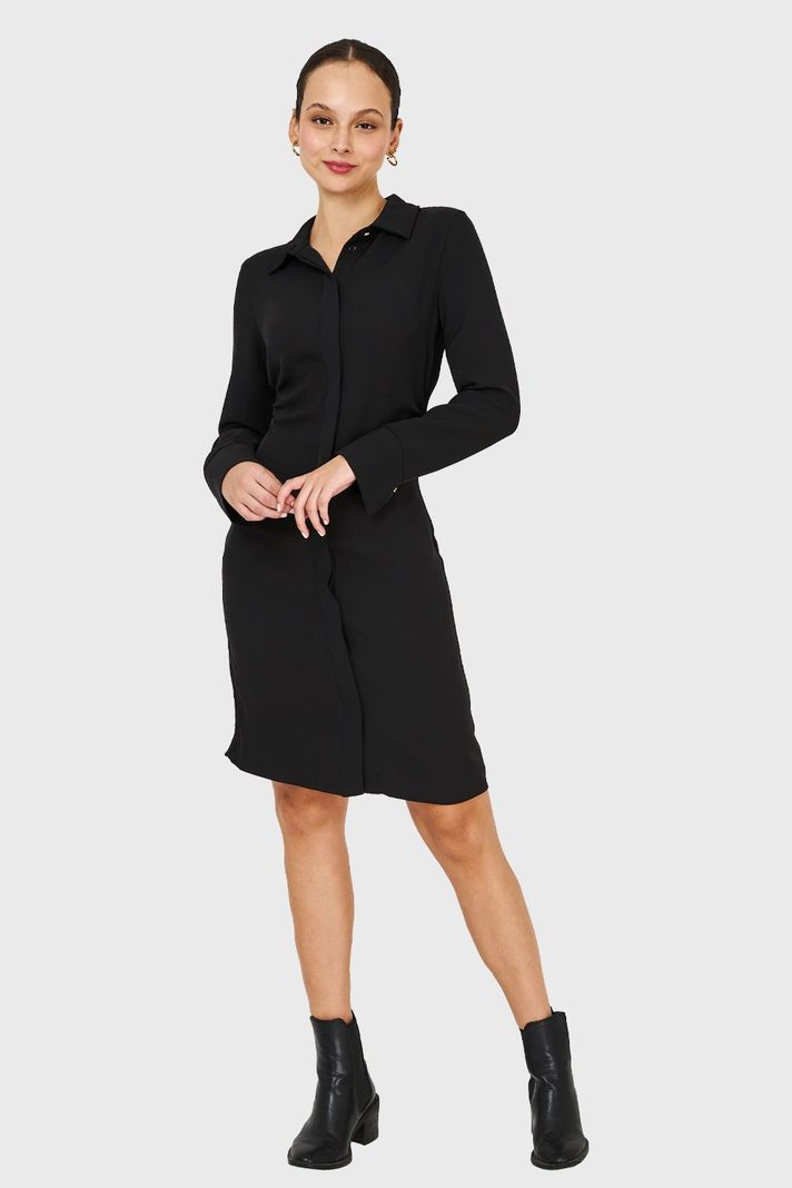 Vestido Pliegues En Cintura Negro Nicopoly-1