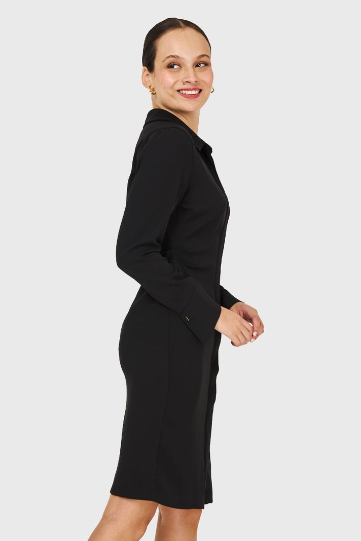 Vestido Pliegues En Cintura Negro Nicopoly-2