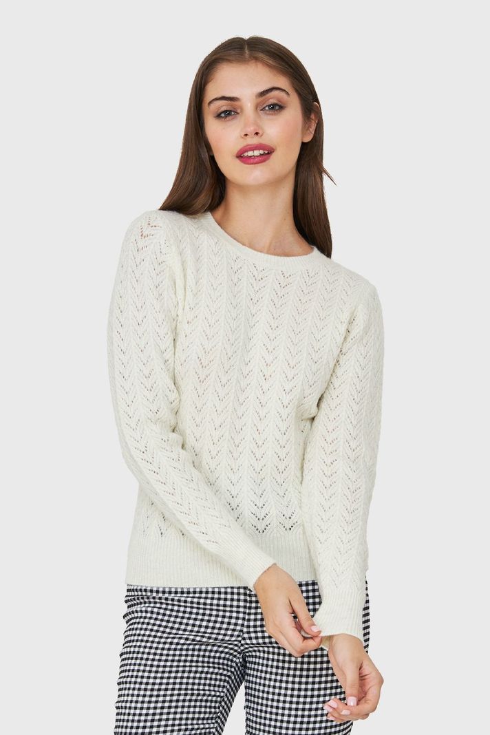 Sweater Punto Fantasía Lurex Blanco Nicopoly-0