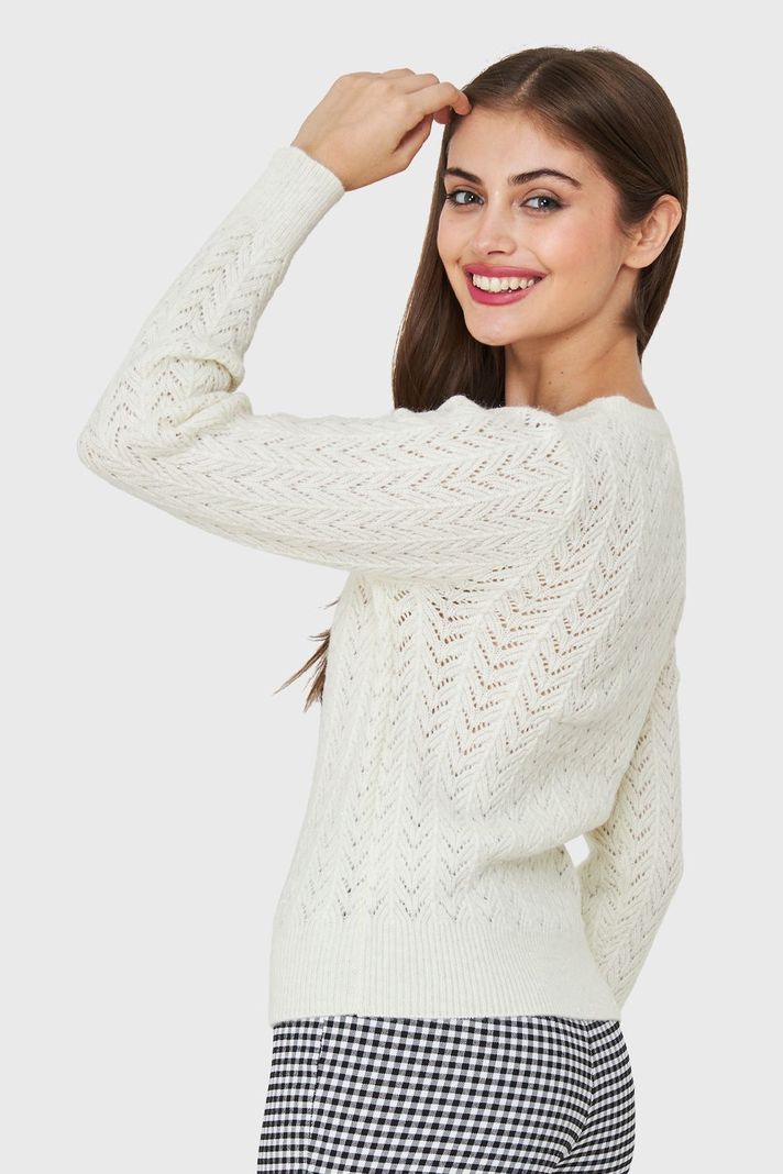 Sweater Punto Fantasía Lurex Blanco Nicopoly-3