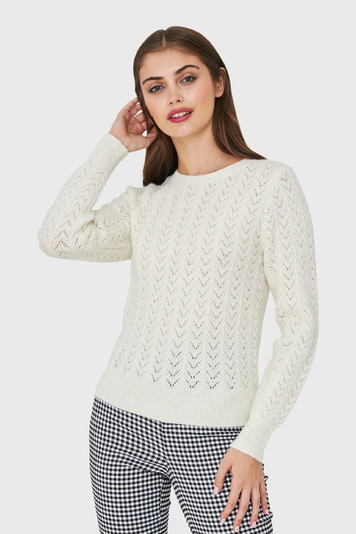 Sweater Punto Fantasía Lurex Blanco Nicopoly-4