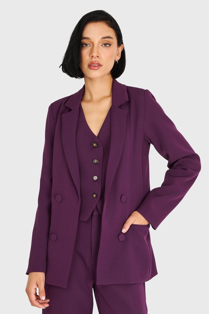 Blazer De Tope Botones Decorativos Morado Nicopoly-0