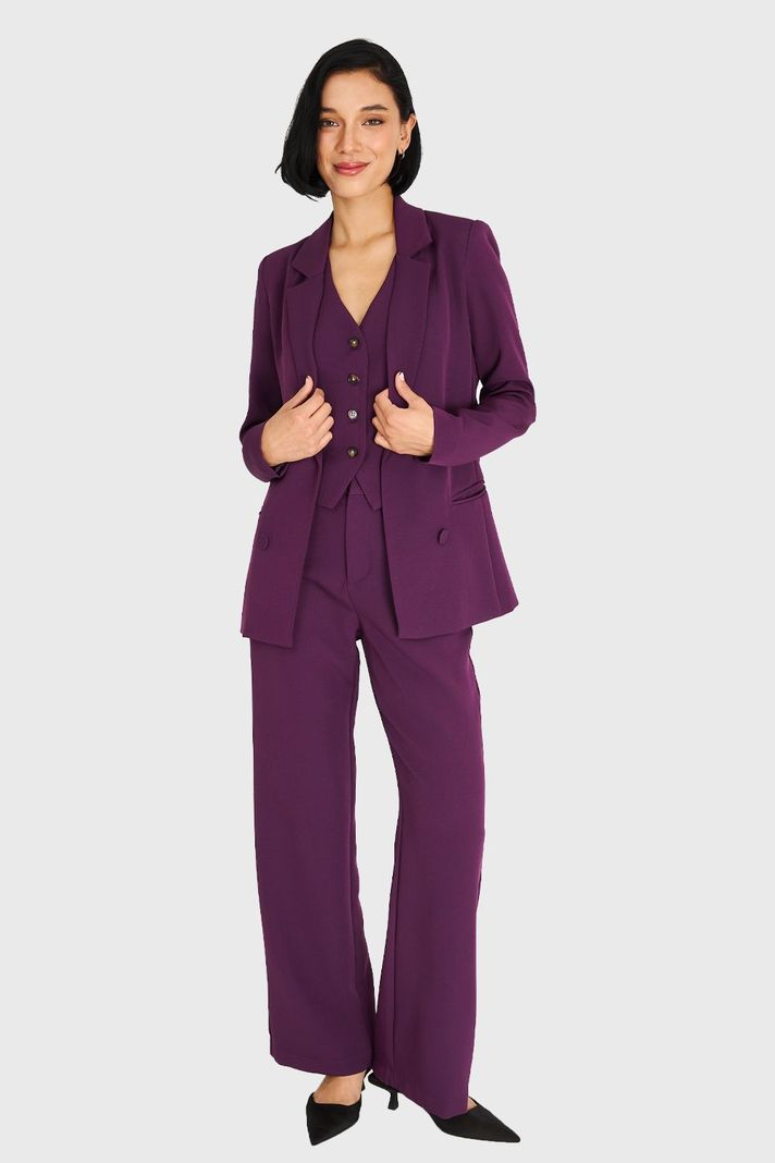 Blazer De Tope Botones Decorativos Morado Nicopoly-1