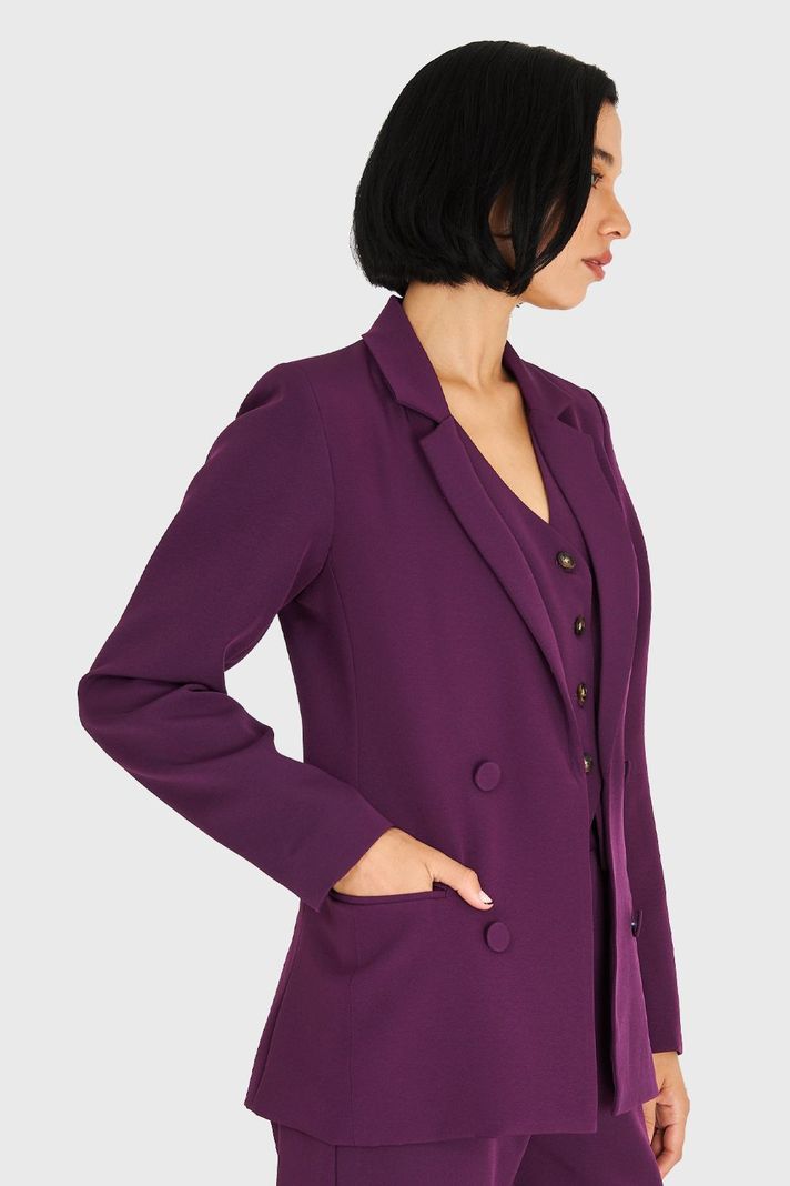 Blazer De Tope Botones Decorativos Morado Nicopoly-2