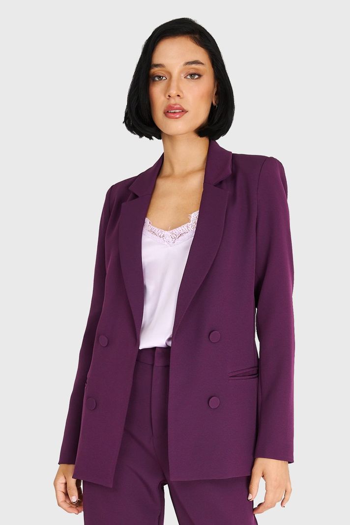 Blazer De Tope Botones Decorativos Morado Nicopoly-4