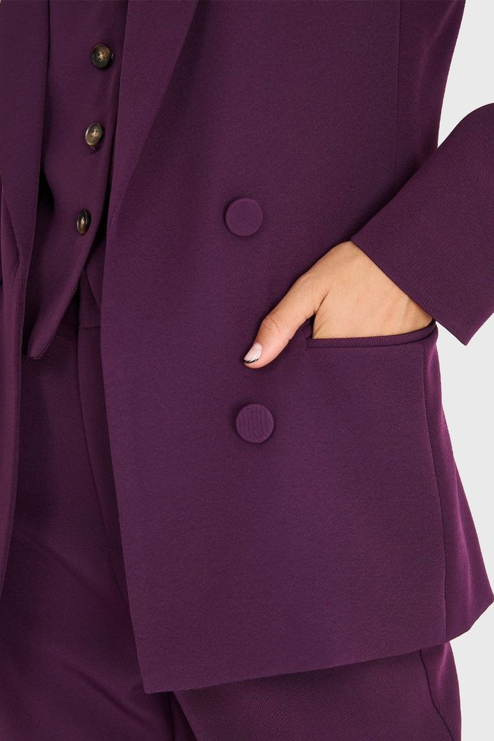 Blazer De Tope Botones Decorativos Morado Nicopoly-5