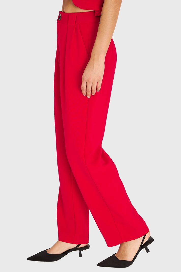 Pantalón Recto Con Pinzas Rojo Nicopoly-2