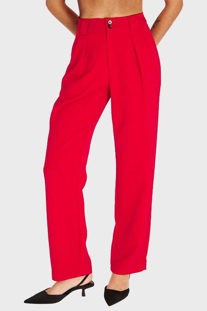 Pantalón Recto Con Pinzas Rojo Nicopoly-4