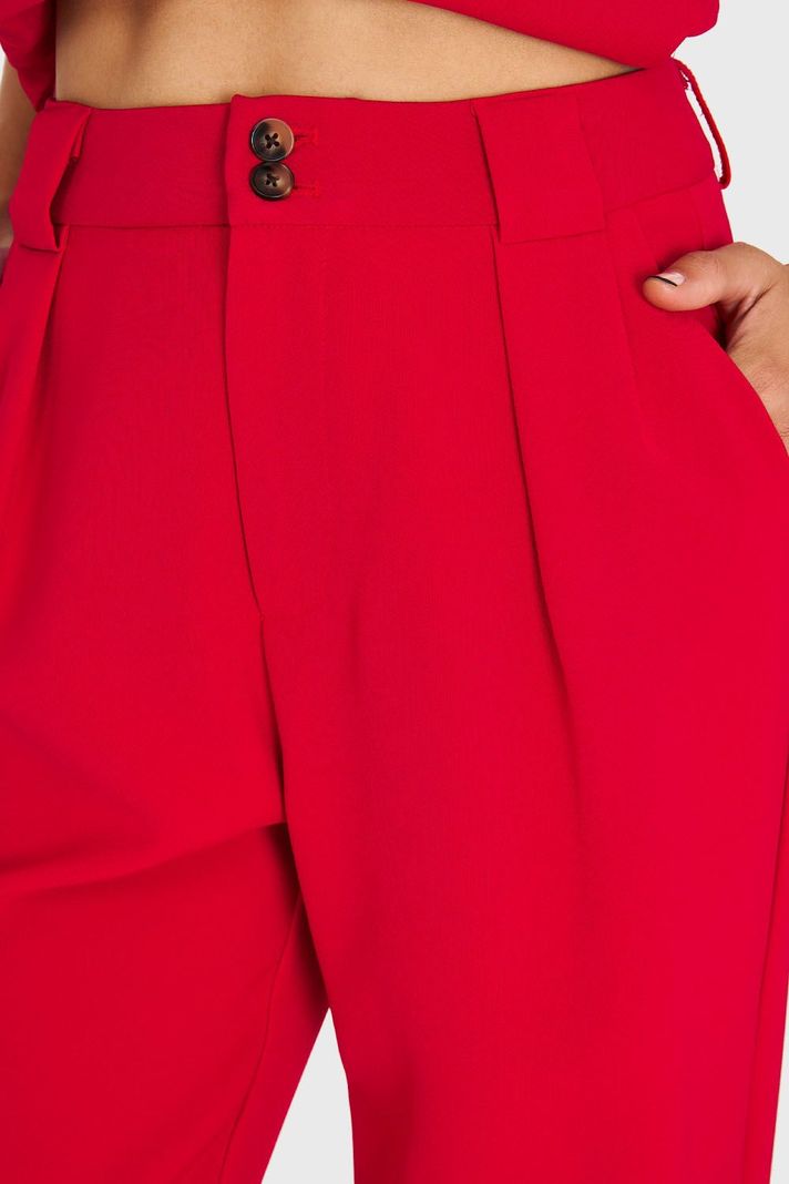 Pantalón Recto Con Pinzas Rojo Nicopoly-5
