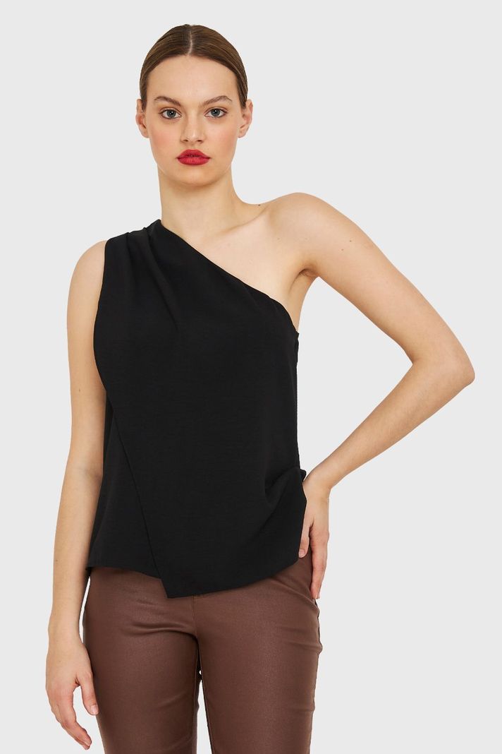 Blusa Asimétrica Negro Nicopoly-4