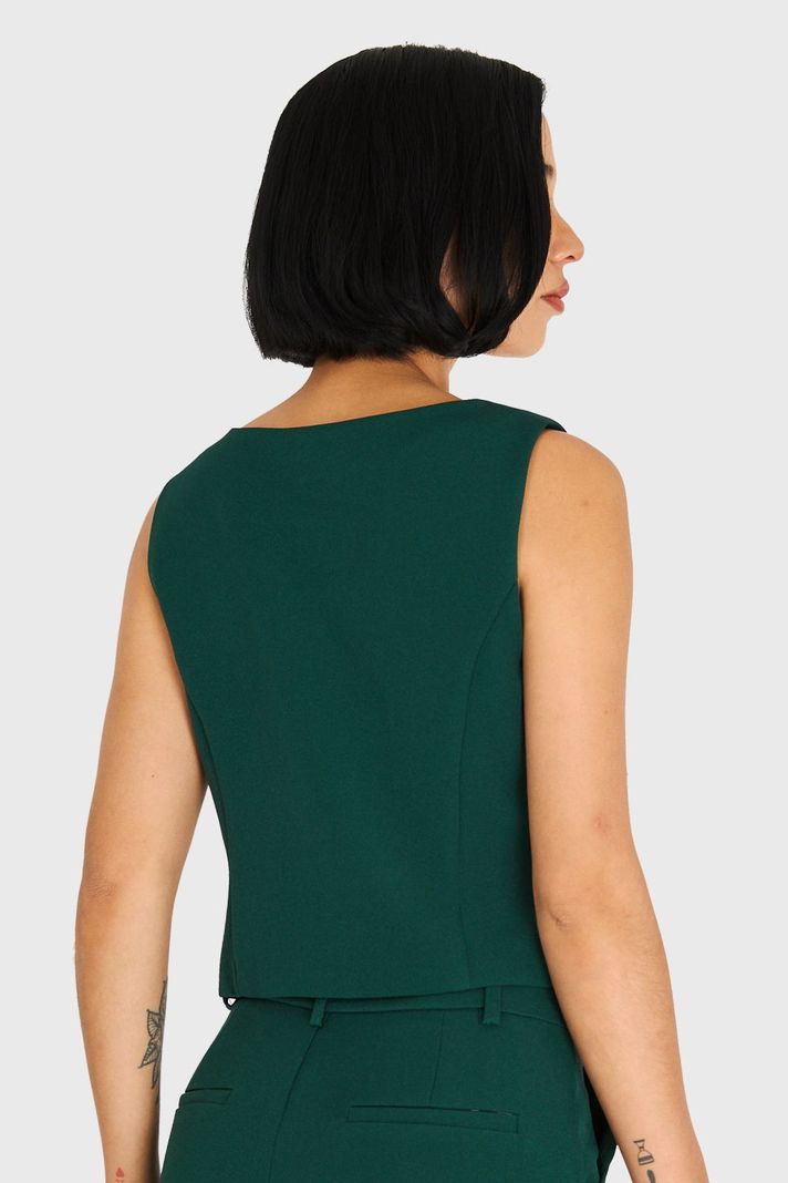 Gilet Básico 4 Botones Verde Oscuro Nicopoly-3