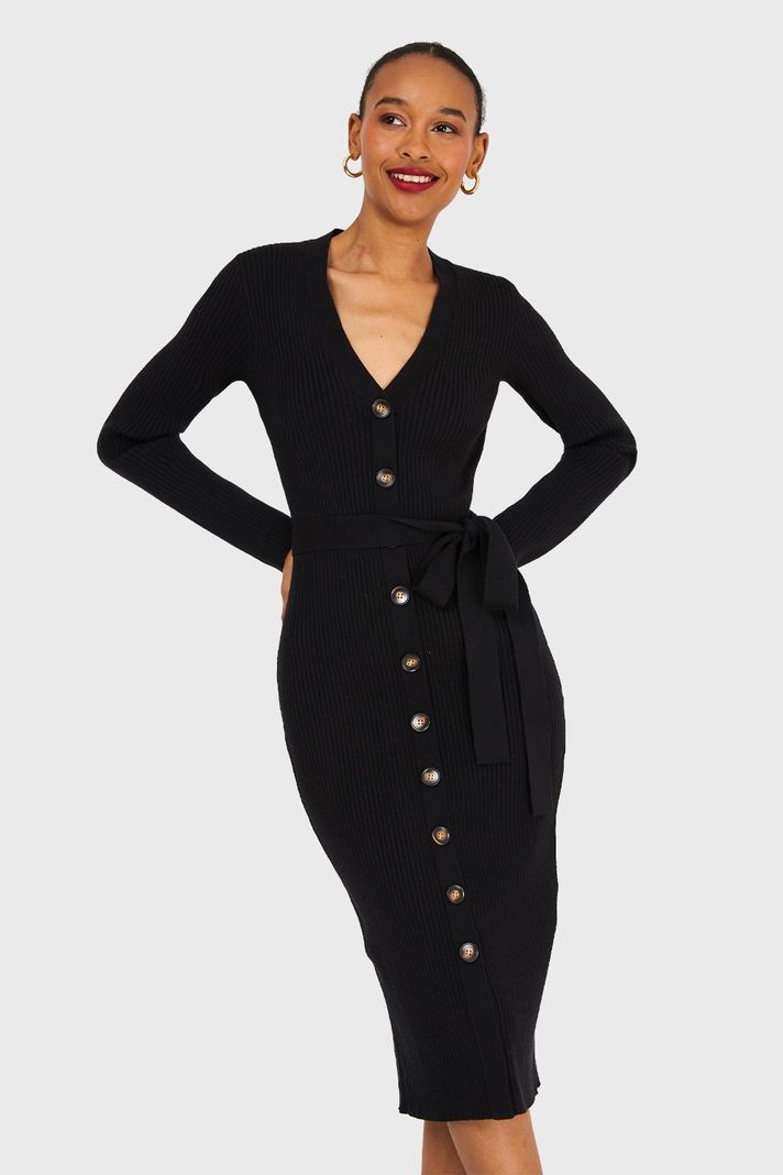 Vestido Sweater Midi Negro Nicopoly-0