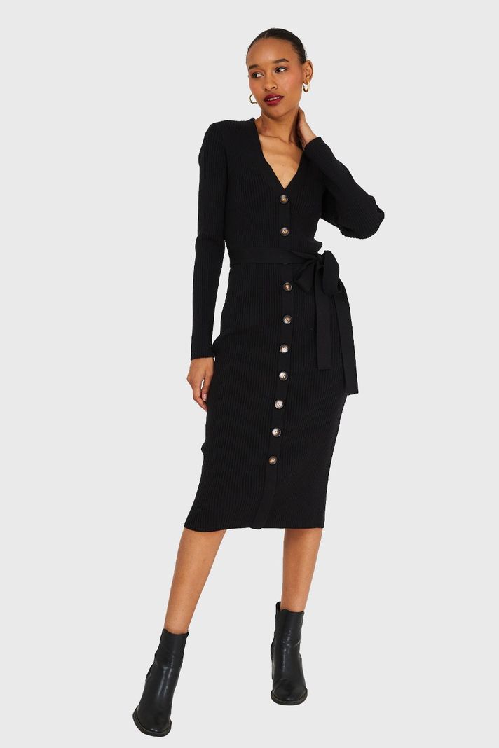 Vestido Sweater Midi Negro Nicopoly-1