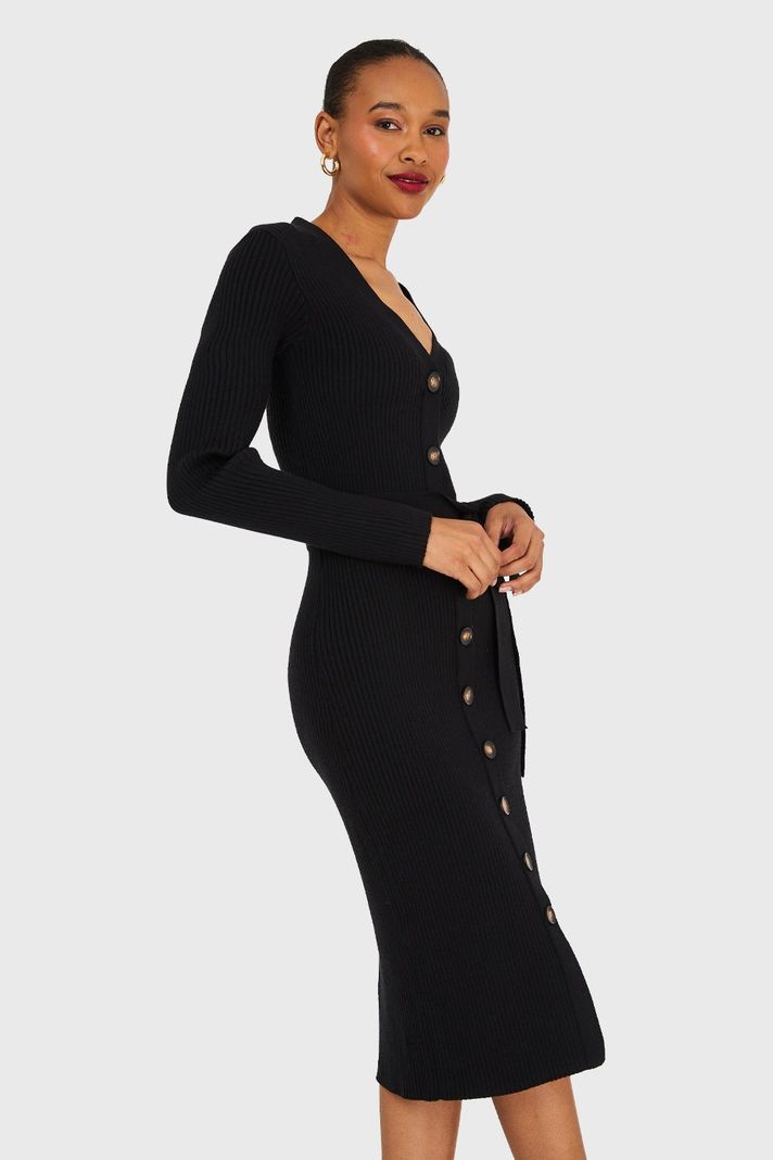 Vestido Sweater Midi Negro Nicopoly-2