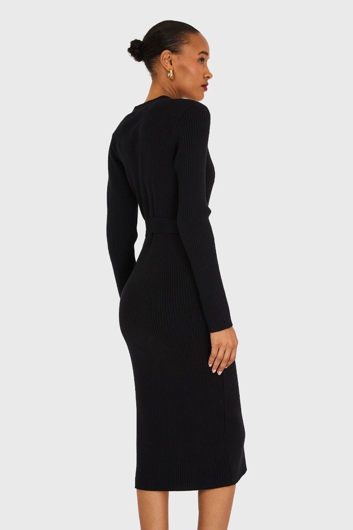 Vestido Sweater Midi Negro Nicopoly-3